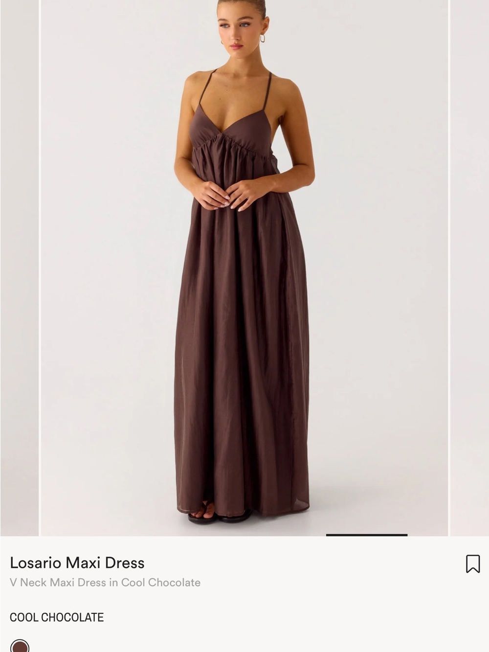 Peppermayo Losario V Neck Maxi Dress - Cool Chocolate - Picture 5 of 5